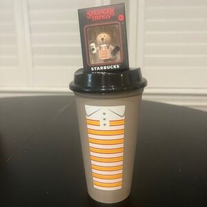 NEW - Starbucks x Stranger Things Mike Cup & MIke Bearista Straw Stopper Set